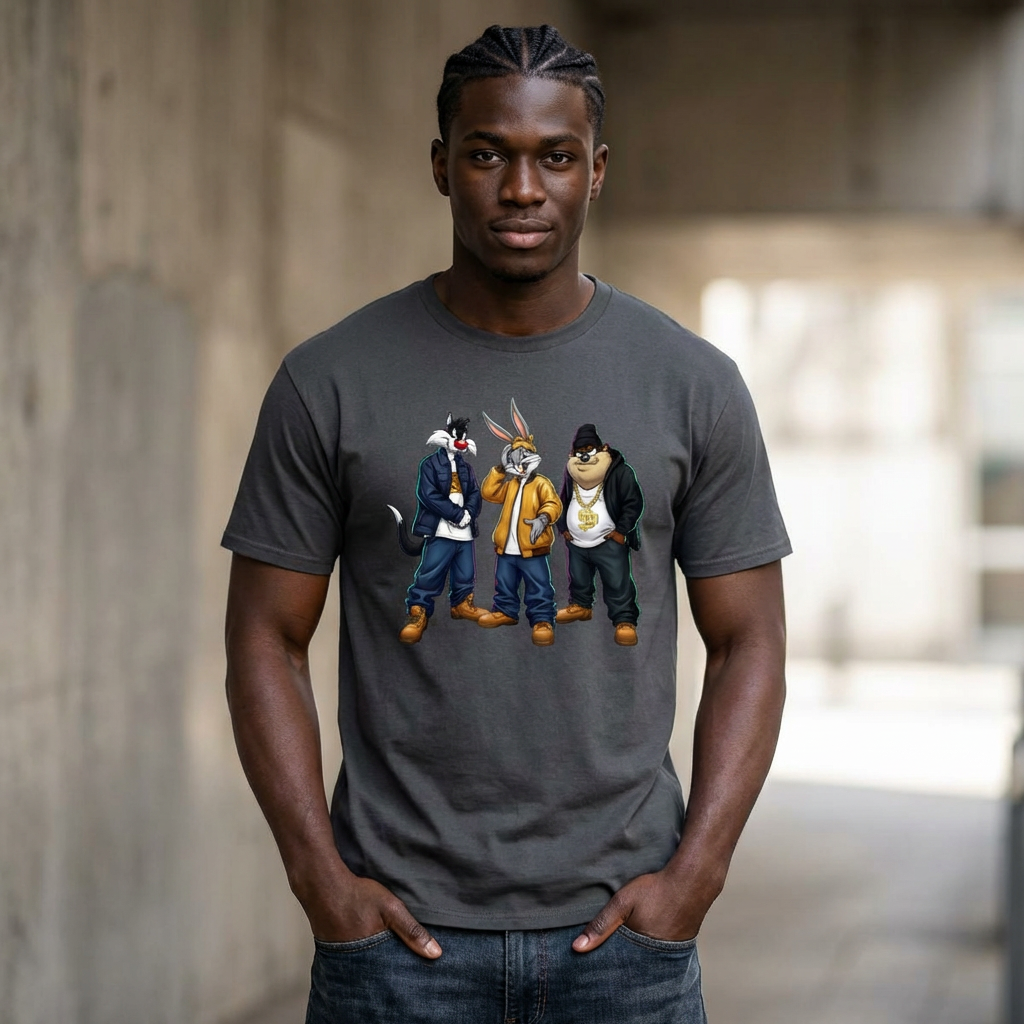 State Property x Looney Tunes Streetwear Crew T-Shirt | Urban Animal Characters, Hip-Hop Style