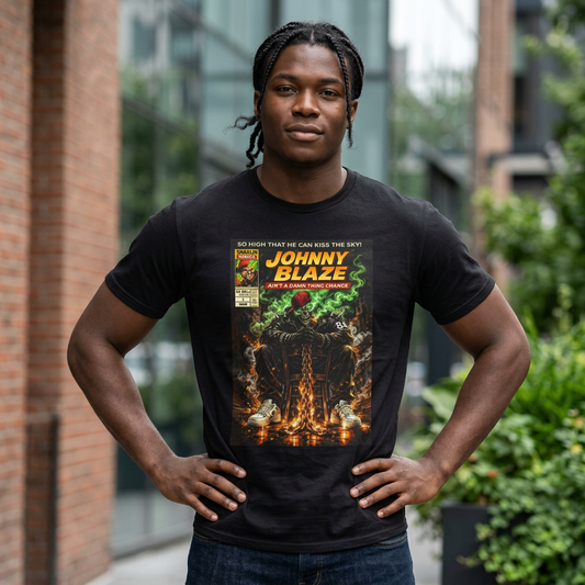 Johnny Blaze Comic Cover T-Shirt | Retro Ghost Rider Parody Artwork