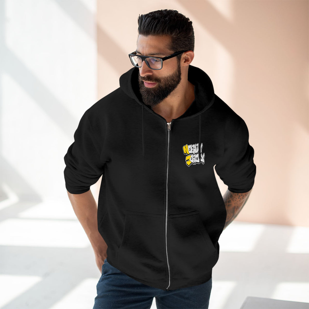 Nerdy Ninjaz Unisex Full Zip Hoodie - Killah Beez Yellow