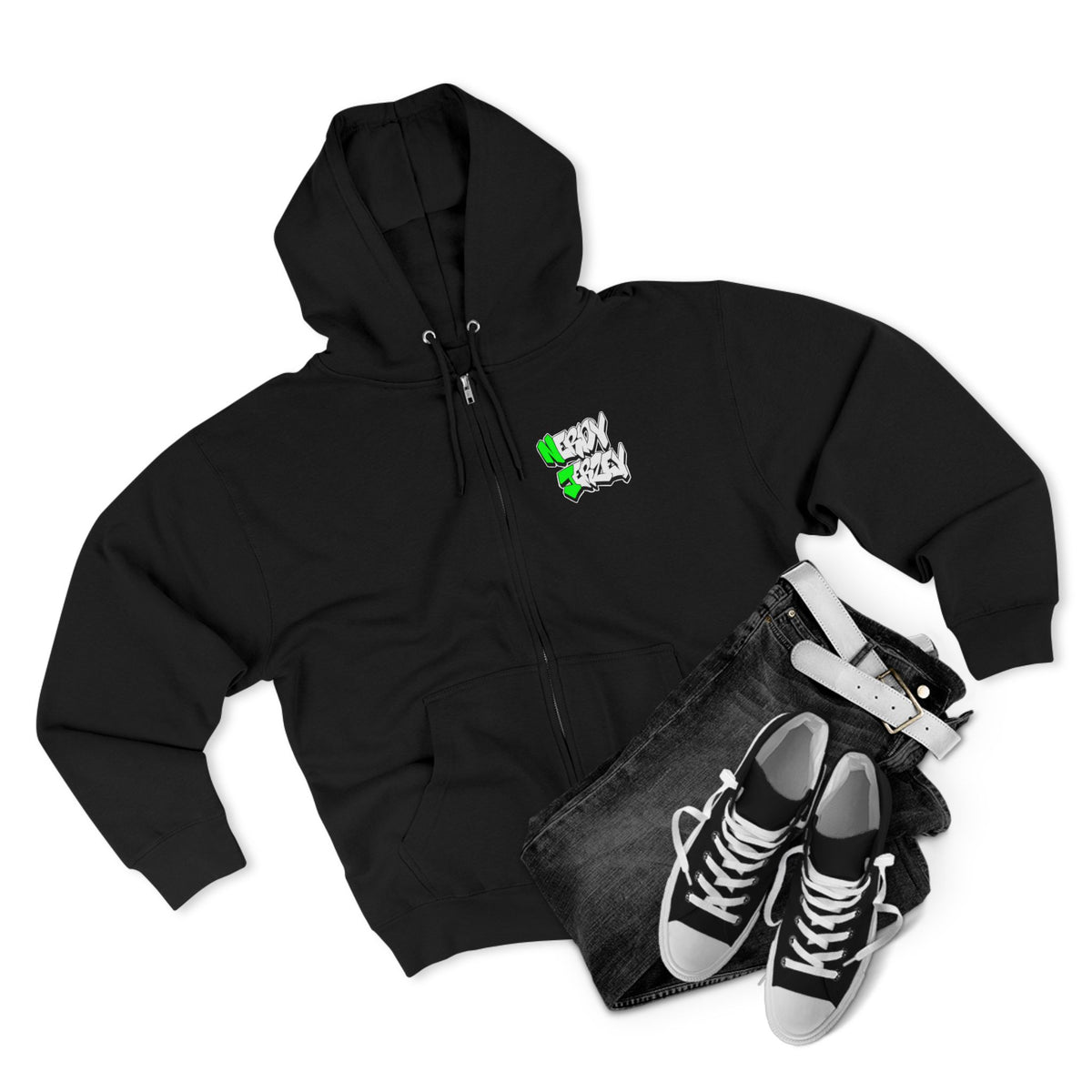 Nerdy Ninjas Unisex Zip Hoodie - Nerdy Jerzey Green - Perfect for Gamers and Comic Fans