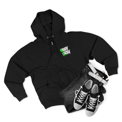 Nerdy Ninjas Unisex Zip Hoodie - Nerdy Jerzey Green - Perfect for Gamers and Comic Fans