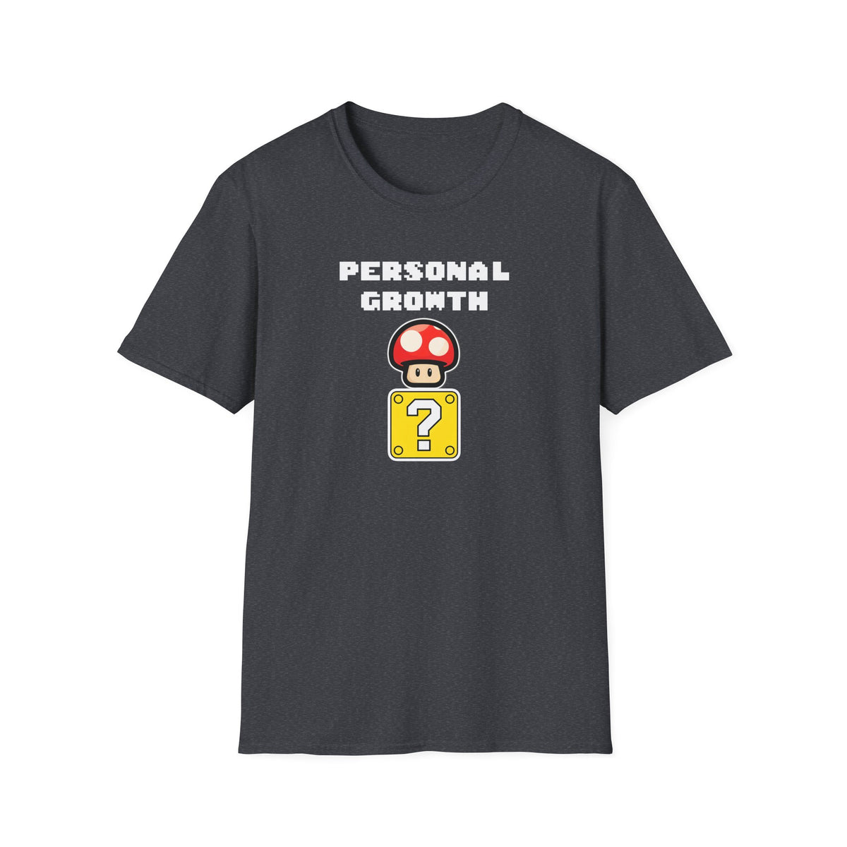 Retro Gaming Mushroom Power-Up Unisex T-Shirt - I Believe In Personal Growth, Video Game Shirt, Gamer Gift, Birthday Tee, Cute Casual Shirt