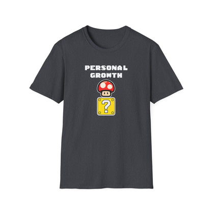 Retro Gaming Mushroom Power-Up Unisex T-Shirt - I Believe In Personal Growth, Video Game Shirt, Gamer Gift, Birthday Tee, Cute Casual Shirt