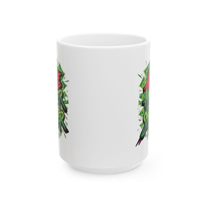 Vibrant Graphic Ceramic Mug, Unique Art Coffee Cup for Plant Lovers, Gift for Coffee Enthusiasts, Perfect for Birthdays, Housewarming,