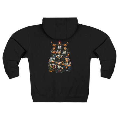 Street Fighter x Ruff Ryders Crew Full-Zip Hoodie | Retro Streetwear Group Portrait