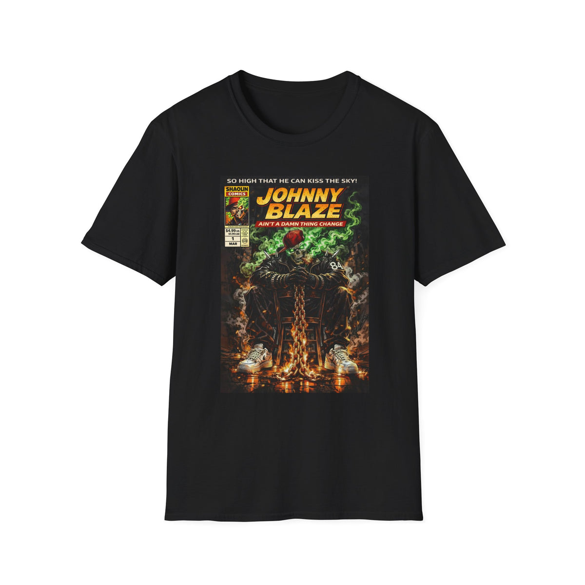 Johnny Blaze Comic Cover T-Shirt | Retro Ghost Rider Parody Artwork