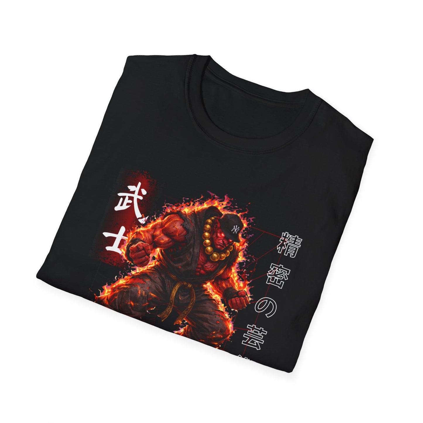 Akuma 'Raging Demon' Tee — Fiery Kanji Back Print, Street Fighter Parody