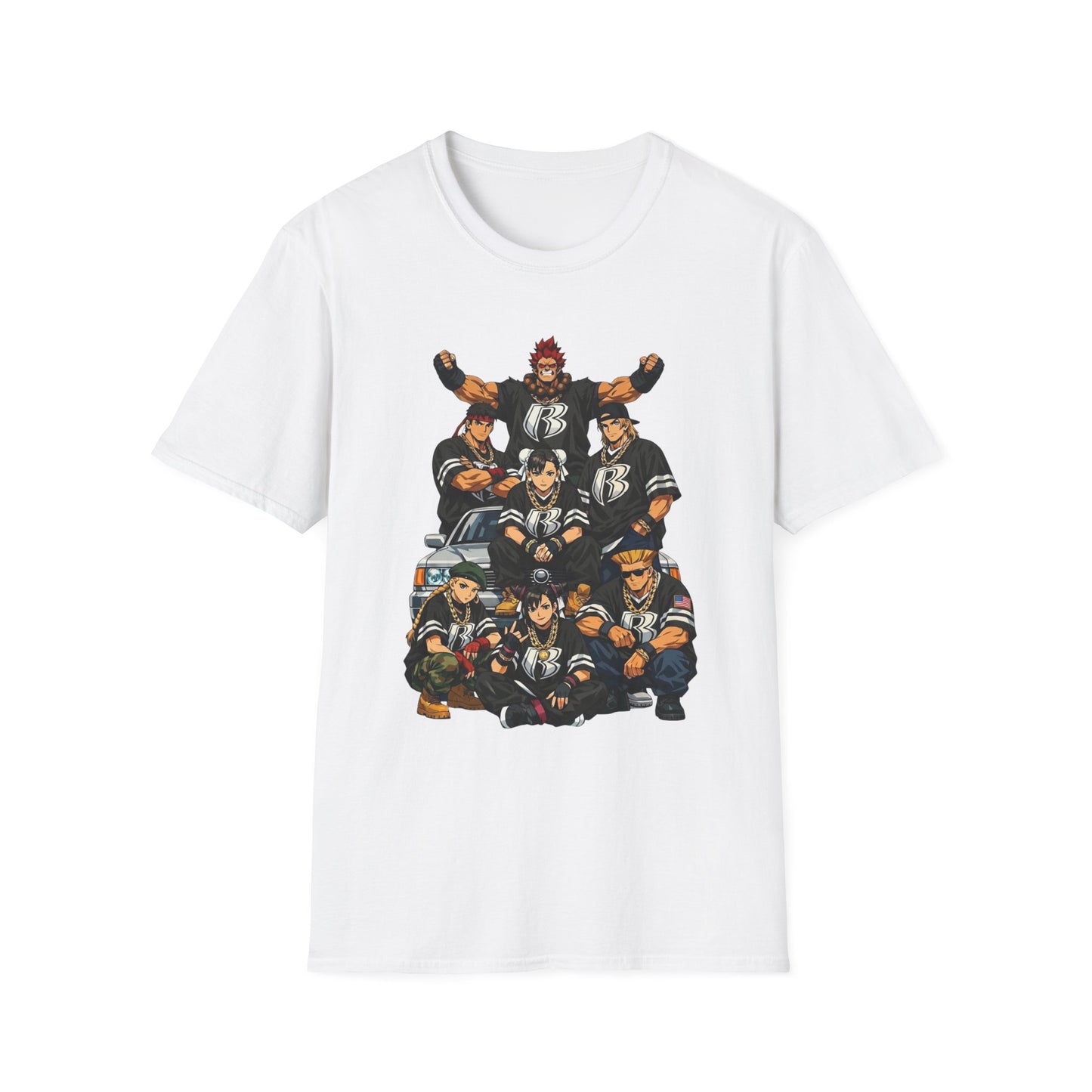 Street Fighter/Ruff Ryders Mashup Crew T-Shirt | Group Portrait, Retro Streetwear