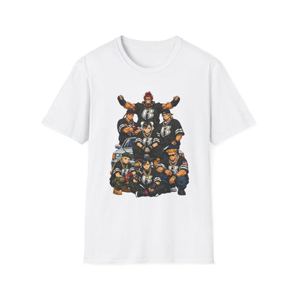 Street Fighter/Ruff Ryders Mashup Crew T-Shirt | Group Portrait, Retro Streetwear