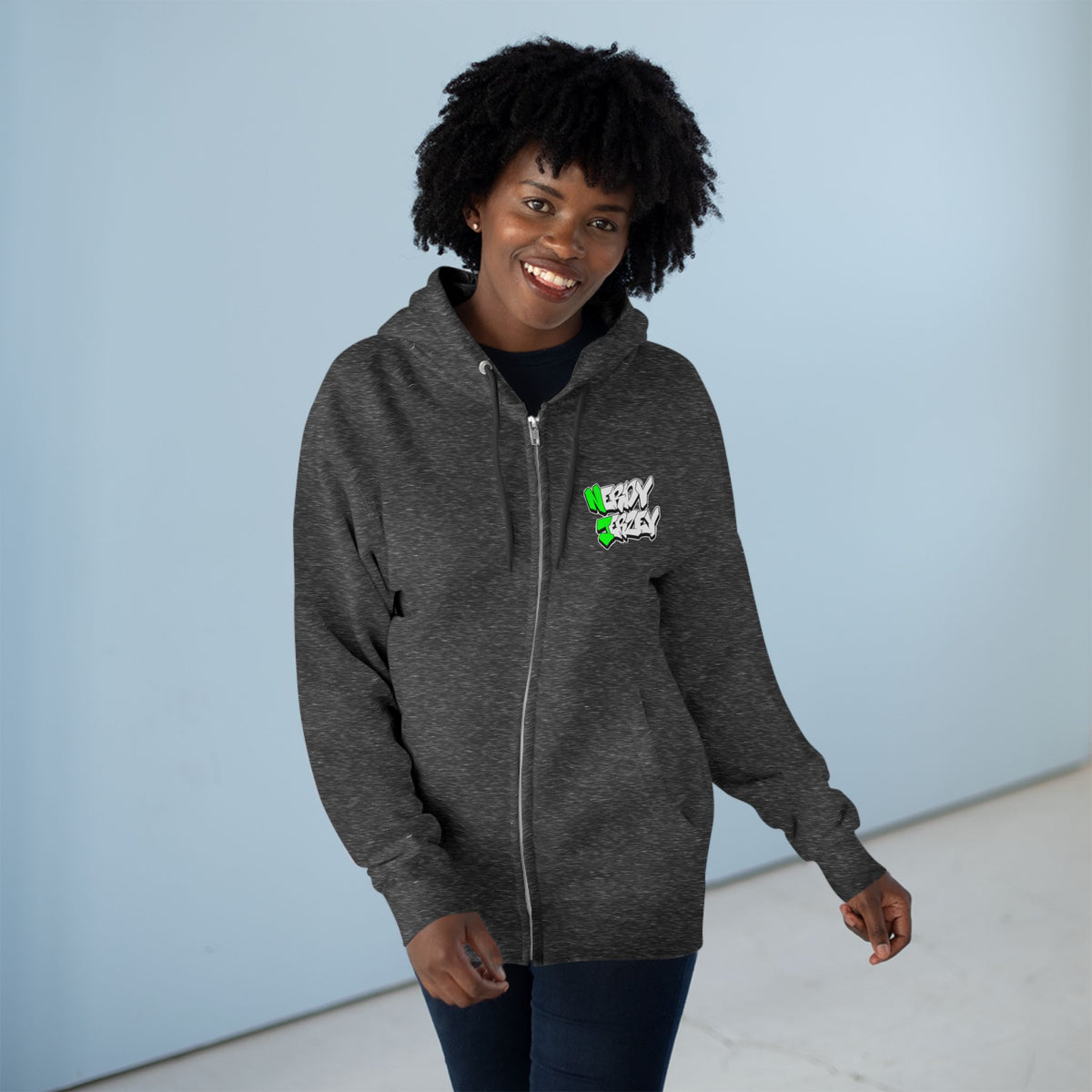 Nerdy Ninjas Unisex Zip Hoodie - Nerdy Jerzey Green - Perfect for Gamers and Comic Fans