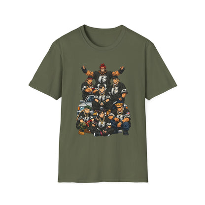 Street Fighter/Ruff Ryders Mashup Crew T-Shirt | Group Portrait, Retro Streetwear