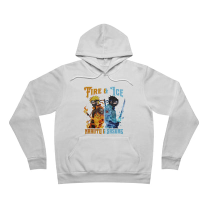 Fire & Ice Naruto & Sasuke MK Crossover Split Character Pullover Hoodie | Anime/Videogame Mashup