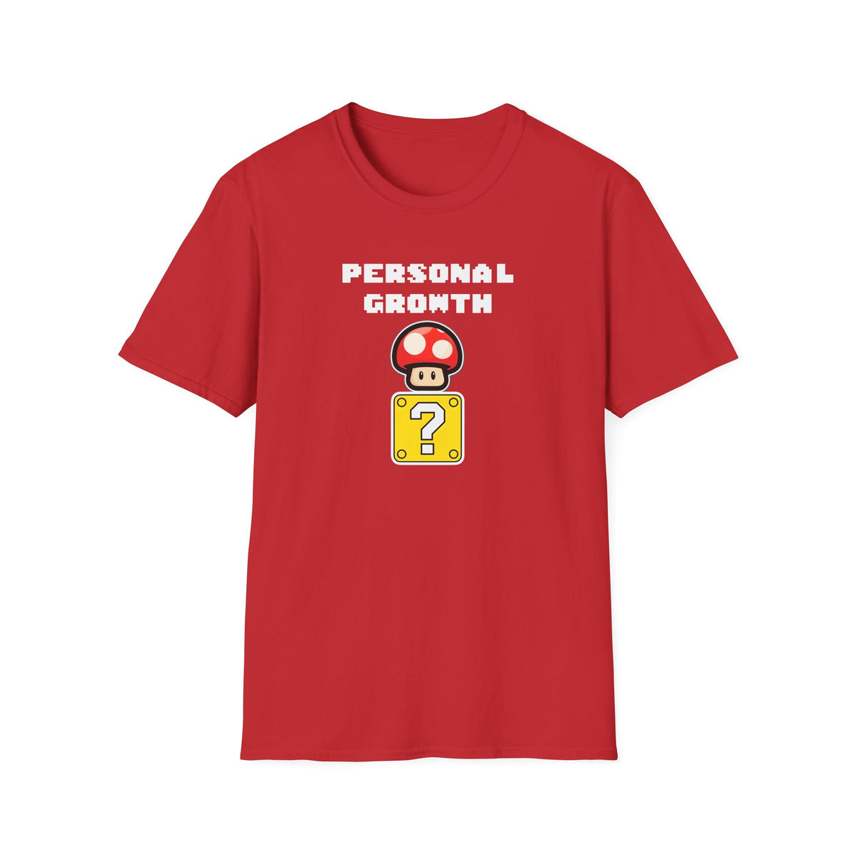 Retro Gaming Mushroom Power-Up Unisex T-Shirt - I Believe In Personal Growth, Video Game Shirt, Gamer Gift, Birthday Tee, Cute Casual Shirt