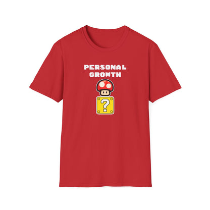 Retro Gaming Mushroom Power-Up Unisex T-Shirt - I Believe In Personal Growth, Video Game Shirt, Gamer Gift, Birthday Tee, Cute Casual Shirt