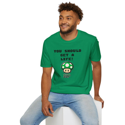 Playful Gaming T-Shirt: 'You Should Get A Life' Unisex Tee, Gift for Gamers, Retro Video Game Shirt, Get A Life Meme, Gamer Tee