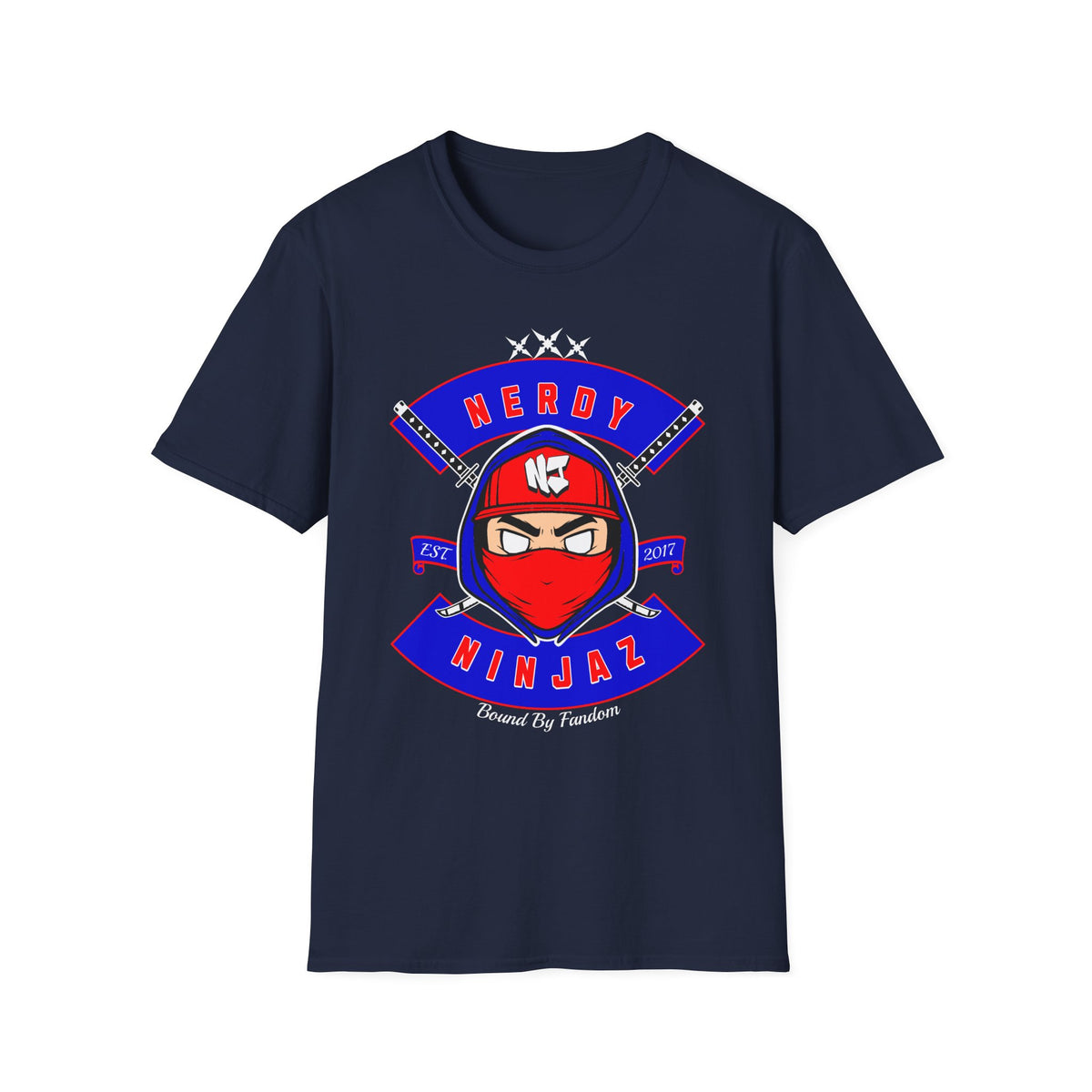 Nerdy Ninjaz T-Shirt, Red White & Blue Variant, Cool Gamer Tee, Gifts for Geeks, Anime Fan, Fun Casual Wear