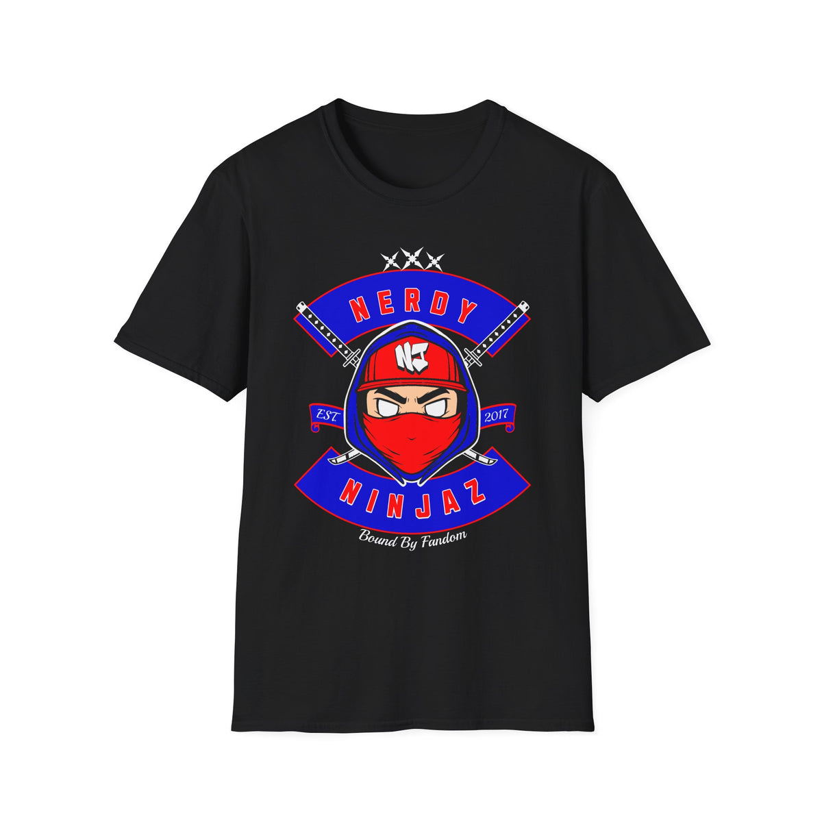 Nerdy Ninjaz T-Shirt, Red White & Blue Variant, Cool Gamer Tee, Gifts for Geeks, Anime Fan, Fun Casual Wear