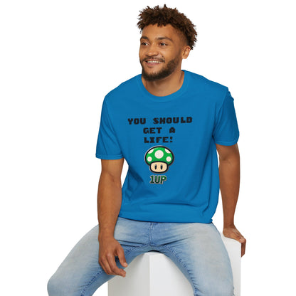 Playful Gaming T-Shirt: 'You Should Get A Life' Unisex Tee, Gift for Gamers, Retro Video Game Shirt, Get A Life Meme, Gamer Tee