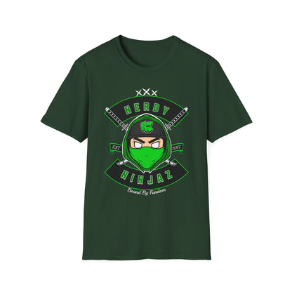 Nerdy Ninjaz Unisex Softstyle T-Shirt - Nerdy Jerzey Green - Cool & Stylish Gift for Nerds & Gamers