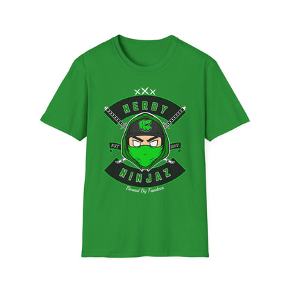 Nerdy Ninjaz Unisex Softstyle T-Shirt - Nerdy Jerzey Green - Cool & Stylish Gift for Nerds & Gamers