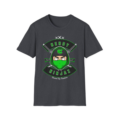 Nerdy Ninjaz Unisex Softstyle T-Shirt - Nerdy Jerzey Green - Cool & Stylish Gift for Nerds & Gamers