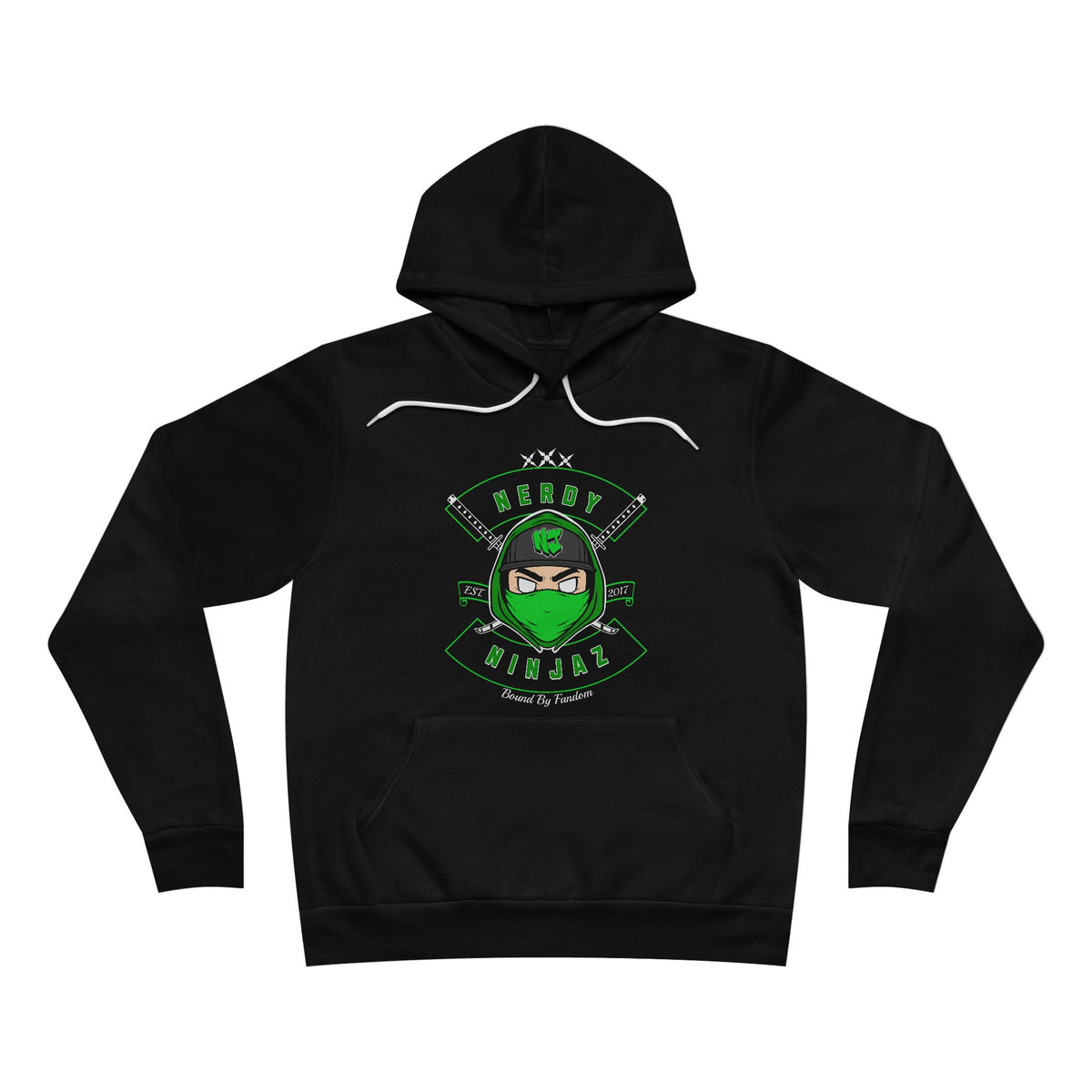 Nerdy Ninjaz Pullover Hoodie - Nerdy Jerzey Green