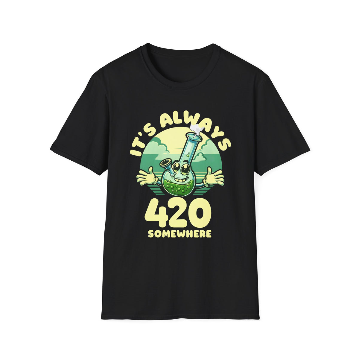 It's Always 420 Somewhere Funny Unisex T-shirt, Retro Stoner Apparel, Stoner Lifestyle Shirt, Cannabis Lover Gift, Softstyle Tee