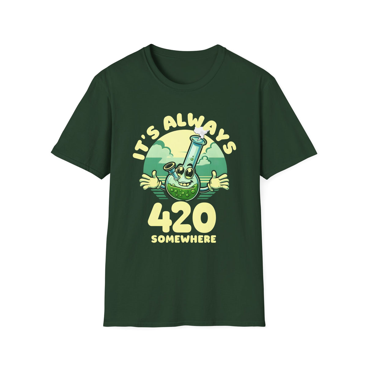 It's Always 420 Somewhere Funny Unisex T-shirt, Retro Stoner Apparel, Stoner Lifestyle Shirt, Cannabis Lover Gift, Softstyle Tee