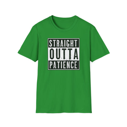 Straight Outta Patience T-Shirt | Cool Unisex Garment-Dyed Tee, Funny Gift for Relaxed Individuals, Casual Top, Everyday Wear