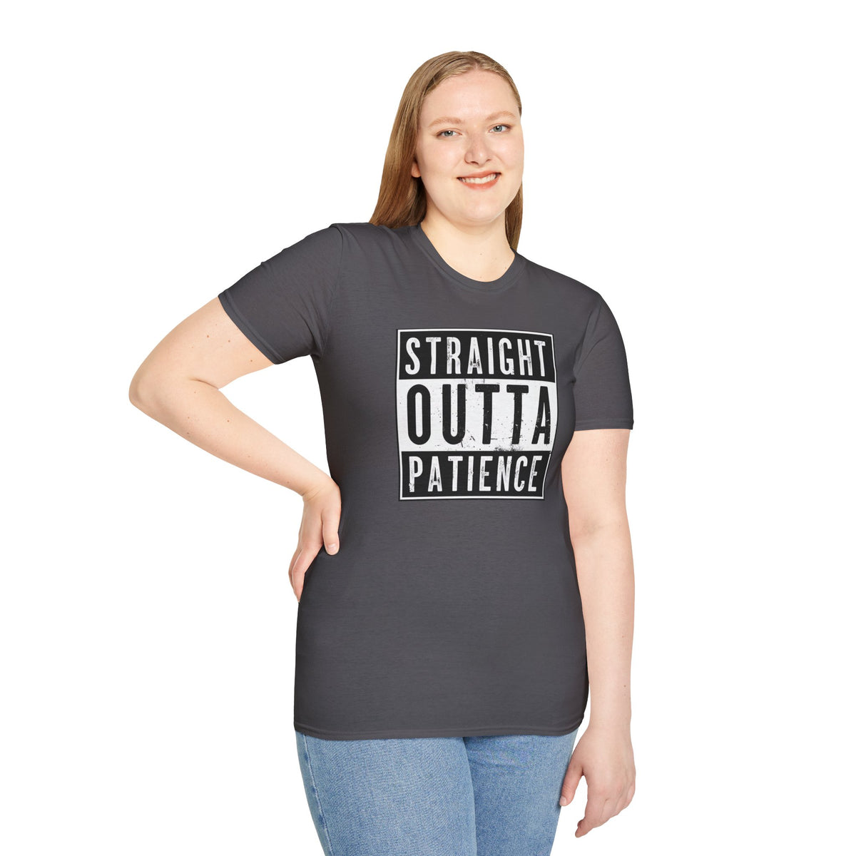 Straight Outta Patience T-Shirt | Cool Unisex Garment-Dyed Tee, Funny Gift for Relaxed Individuals, Casual Top, Everyday Wear