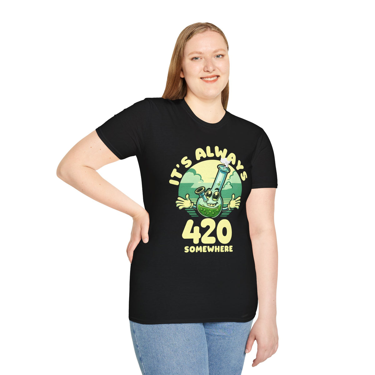It's Always 420 Somewhere Funny Unisex T-shirt, Retro Stoner Apparel, Stoner Lifestyle Shirt, Cannabis Lover Gift, Softstyle Tee