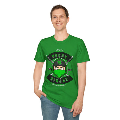 Nerdy Ninjaz Unisex Softstyle T-Shirt - Nerdy Jerzey Green - Cool & Stylish Gift for Nerds & Gamers