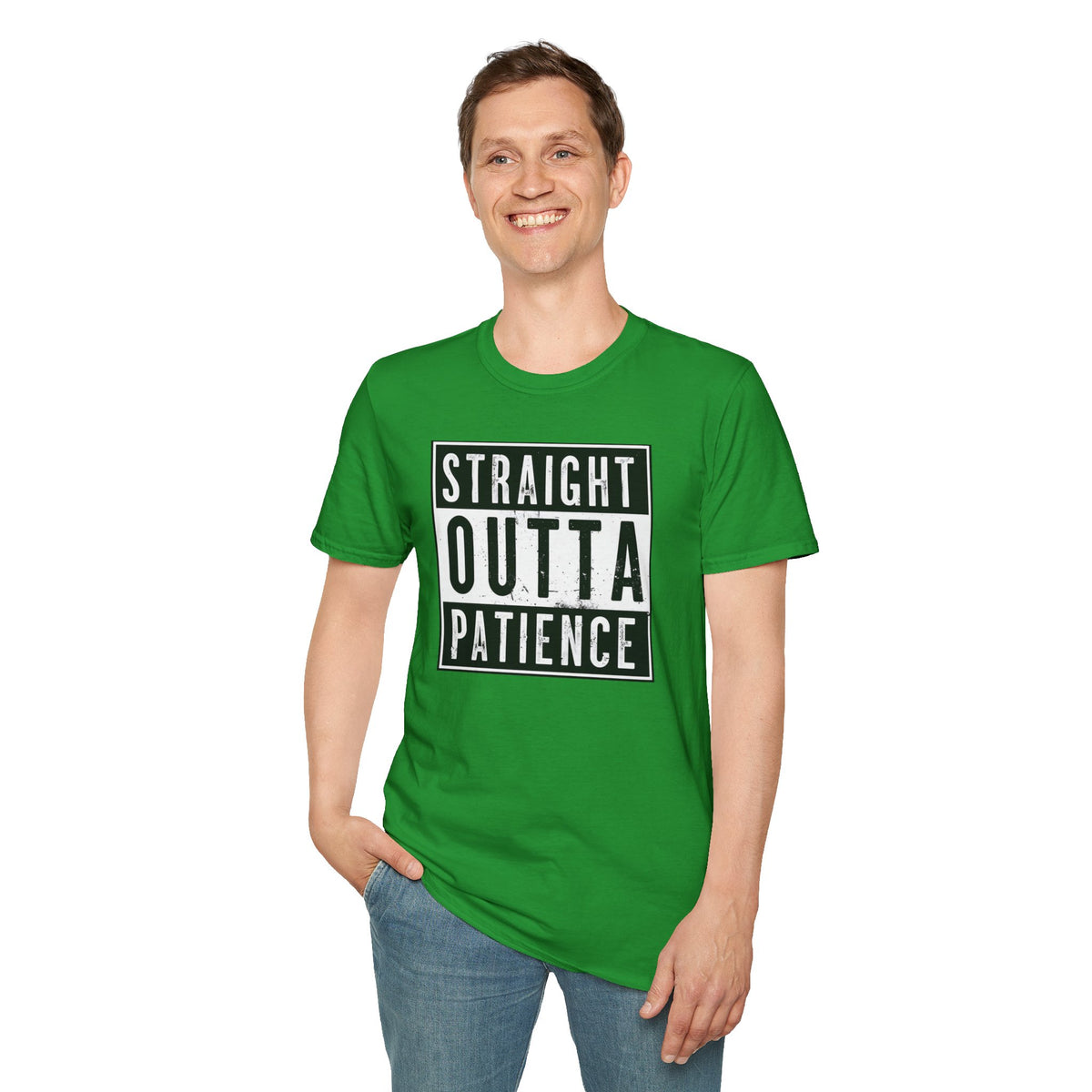 Straight Outta Patience T-Shirt | Cool Unisex Garment-Dyed Tee, Funny Gift for Relaxed Individuals, Casual Top, Everyday Wear