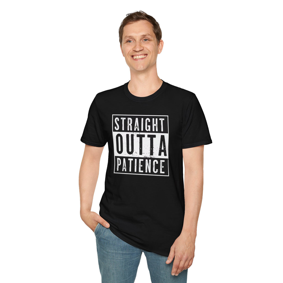 Straight Outta Patience T-Shirt | Cool Unisex Garment-Dyed Tee, Funny Gift for Relaxed Individuals, Casual Top, Everyday Wear
