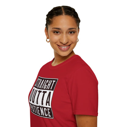 Straight Outta Patience T-Shirt | Cool Unisex Garment-Dyed Tee, Funny Gift for Relaxed Individuals, Casual Top, Everyday Wear