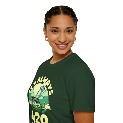 It's Always 420 Somewhere Funny Unisex T-shirt, Retro Stoner Apparel, Stoner Lifestyle Shirt, Cannabis Lover Gift, Softstyle Tee