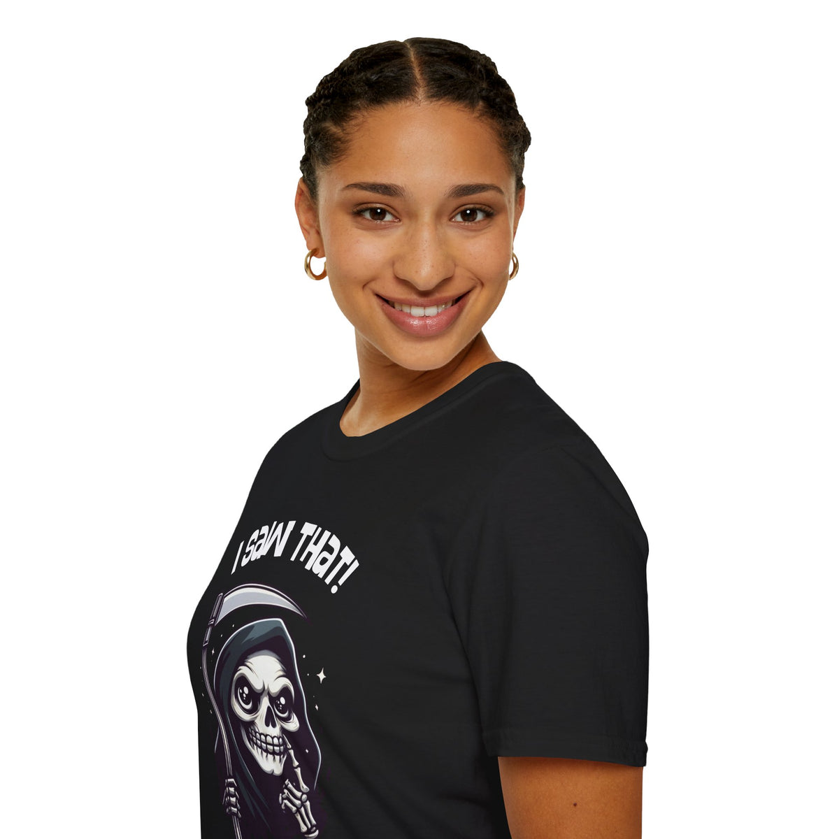 I Saw That! Funny/Spooky Grim Reaper Unisex Softstyle T-Shirt