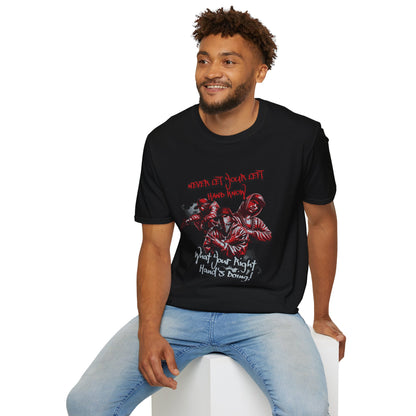 Never Let Your Left Hand Know Quote Urban Graphic T-Shirt, Cool Gift for Teens, Hip Hop Style Shirt, Casual Wear, Perfect for Streetwear