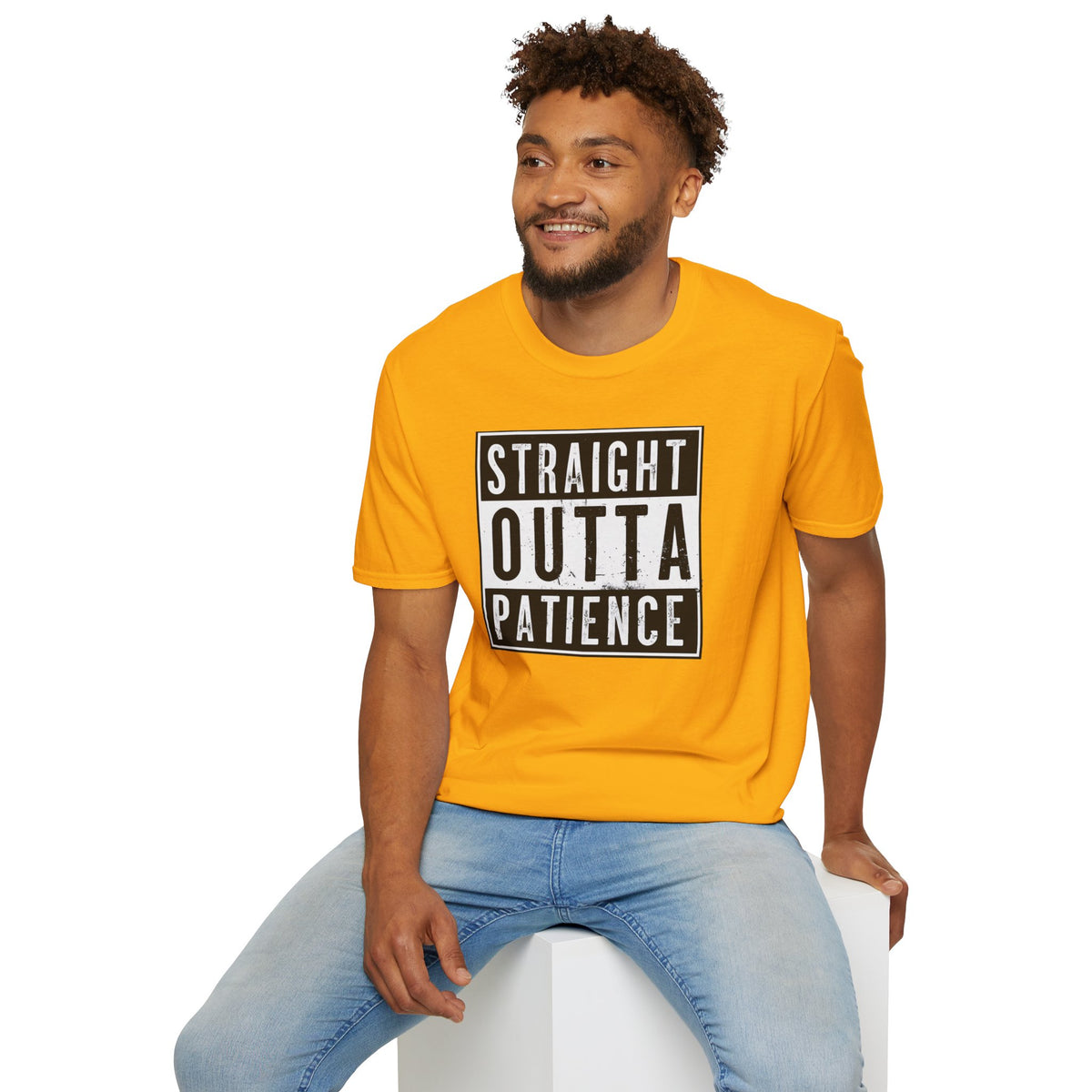 Straight Outta Patience T-Shirt | Cool Unisex Garment-Dyed Tee, Funny Gift for Relaxed Individuals, Casual Top, Everyday Wear