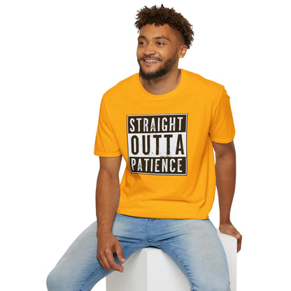 Straight Outta Patience T-Shirt | Cool Unisex Garment-Dyed Tee, Funny Gift for Relaxed Individuals, Casual Top, Everyday Wear