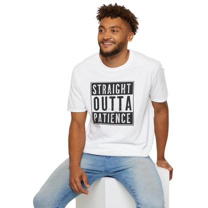 Straight Outta Patience T-Shirt | Cool Unisex Garment-Dyed Tee, Funny Gift for Relaxed Individuals, Casual Top, Everyday Wear
